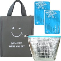 브링미 보온보냉 가방 + 파우치 + 아이스팩 2p 세트, 혼합색상