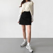 잘빠진 발란스 에이라인 데님 미니 스커트
