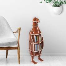 DIY 펭귄모형 선반 책장 23 x 19 x 72 cm, 월넛