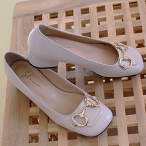 르본디 수제 스퀘어 금장 펌프스 4cm