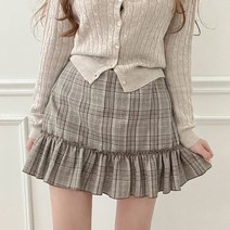 니나 체크프릴 셔링 치마바지