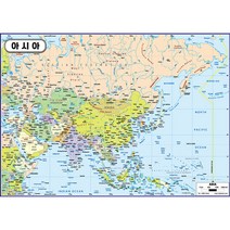지도닷컴 족자형 아시아 지도 소 110 x 78 cm + 족자 걸이 + 세계지도 세트, 1세트