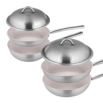 에델코첸 통3중 올 뉴 이지프리즘 인덕션 겸용 프라이팬 4종 세트, 얼그레이, 프라이팬 24cm + 28cm + 웍팬 24cm + 28cm + 돔 뚜껑 24cm + 28cm