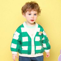 몰리멜리 아동용 뉴체크뿌뿌자수 가디건