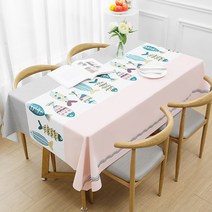 알럽홈 북유럽 스크래치 방지 식탁보, 핑크그레이 물고기, 137 x 160 cm