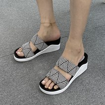 콤마슈 여성용 데일리 베이직 키높이 통굽 투 스트랩 슬리퍼 SD572