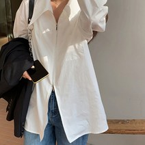 여성용 MA 빅카라 기본핏 지퍼 셔츠