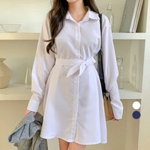 베러스윗 스트랩 긴팔 셔츠 미니 원피스