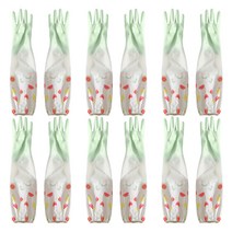 블럭마트 주방용품 밴드형 긴 고무장갑 양손 6종 세트, 중(M), 그린, 1세트