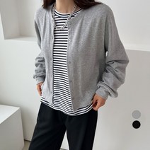 세컨그라운드 여성용 코튼 라운드 단추 가디건