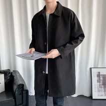 알럽홈 남성 단색 캐주얼 트렌치 코트