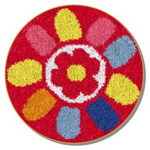 알로데 라운드 플라워 러그 카펫 DIY 스킬 자수 세트 영문버전 흰색인쇄메쉬, 1세트, 03