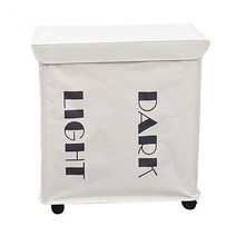 에버하우스 접이 이동식 대용량 2칸 빨래바구니, 아이보리, 1개