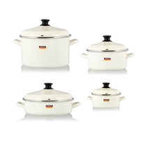 햄튼 법랑 냄비 세트 4개 HEL 인덕션 IH, 바닐라크림, 16 양수냄비 + 20 양수냄비 + 24 깊은 양수냄비 + 24 전골냄비