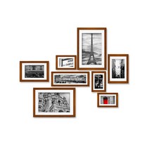 데코 인테리어 모던시티 액자 포인트 스티커, 사진(파리 8종) + 프레임(브라운우드 + 내부프레임)