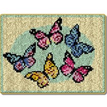 곤충 나비 러그 카펫 DIY 스킬 자수 세트 영문버전 흰색인쇄메쉬, NO 08, 1세트