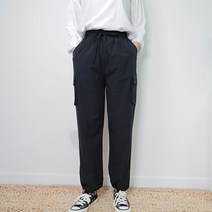 여성용 빅사이즈 양포켓 캐주얼 스트링 데일리 밴딩 조거팬츠