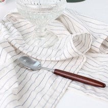 리빙해피 메이우드 아이스크림 스푼, 실버 + 우드, 4개