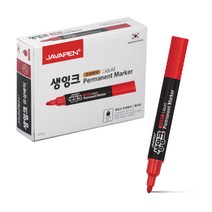 자바펜 생잉크 유성 매직 12p, 빨강, 1개