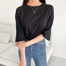 이지스튜디오 여성용 데일리 그로브 루즈핏 박스 반팔 티셔츠