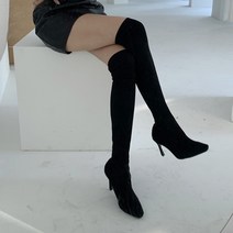 여성용 시콜 스판 니하이 롱부츠
