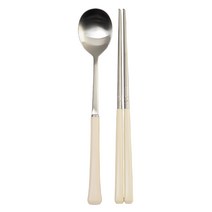 라온누리 블루밍 컬러 수저세트, 숟가락 + 젓가락, 아이보리