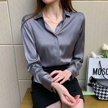 루나걸 소프 히든 사틴 블라우스