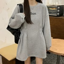 썬 원피스형 허리 고무줄 임산부 긴팔 맨투맨