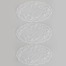 블루밍앤미 로즈 도트 레이스 타원형 매트 3p, 대