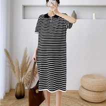깔끔 카라 캐주얼 스트라이프 임산부 원피스