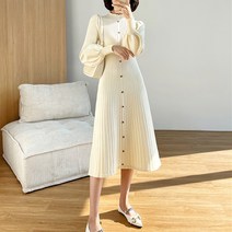 루나걸 노베트 퍼프소매 니트 원피스