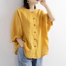 여성용 아티렐 단색 린넨 레트로 편안한 셔츠