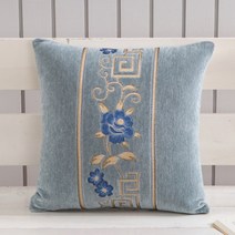 더플로우 엔틱 소파 쿠션 커버 + 솜, 셔닐 블루