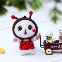 아트조이 DIY 양모펠트 키트, 1세트, 무당벌레 고양이