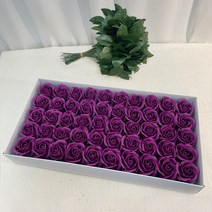 이플린 3겹 비누꽃 장미 50p + 잎사귀꽃대 50p, 엔틱퍼플