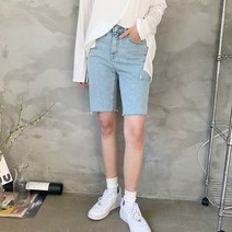 여성용 리어브 옆트임 데님 하프팬츠
