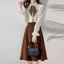 패션풀 폴렛 스카프 블라우스 + 스커트 세트 27766