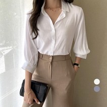 세컨그라운드 여성용 7부 퍼프 셔츠