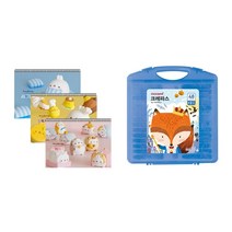 몰랑이 두툼 미술용 스케치북 170g x 3p + 모나미 모니주 가방파스 48색 문구세트, 랜덤발송(스케치북), 남(크레파스), 1세트