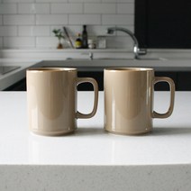 에크렌 골드 림 롱 머그잔 400ml, 카키브라운, 2개