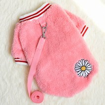 펫보스 강아지 데이지꽃 극세사 맨투맨, 핑크