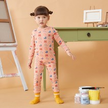팬콧키즈 아동용 배색로고 패턴 실내복