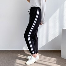 헤이진 여성용 두줄 트레이닝 조거 팬츠