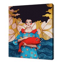 에코솔 셀프페인팅 28색 풍경화 DIY 명화 그리기 40 x 50 cm, 물고기를 안고 있는 베닐리아