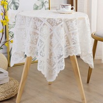 베이스케어 북유럽 스타일 레이스 테이블보 꽃잎, 화이트, 90 x 90 cm