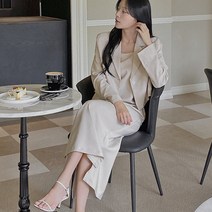 핫핑 너의멜로디 슬리브리스 롱원피스 + 크롭자켓 투피스 세트