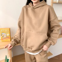 잘빠진 여성용 포근 양기모 루즈핏 후드티