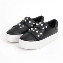 잠비 여성용 브슈 통굽 진주 벨크로 스니커즈