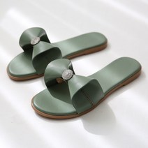 단골언니 여성용 샤넌 리본 보석 장식 슬리퍼