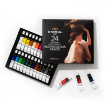 GHSHOP 프리미엄 솔리드 수채화 물감 세트 12 선명한 색상 전문가용 팔레트 펜(카드 제작 페인팅 아티스트용 보관 가방, 24x18cm., 플라스틱 나일론, 여러 가지 빛깔의